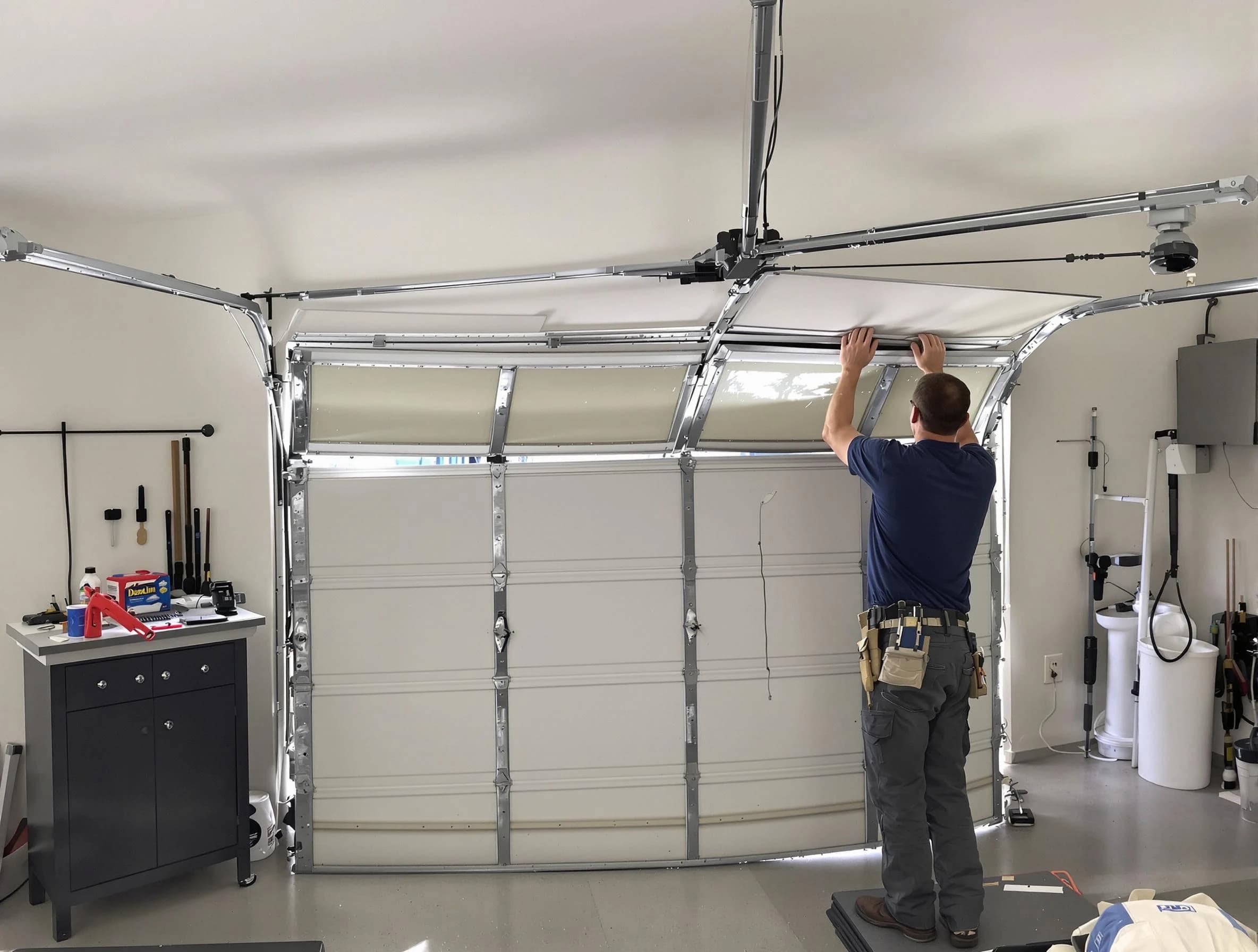 Braintree Garage Door Repair specialist performing precise section replacement on Braintree garage door