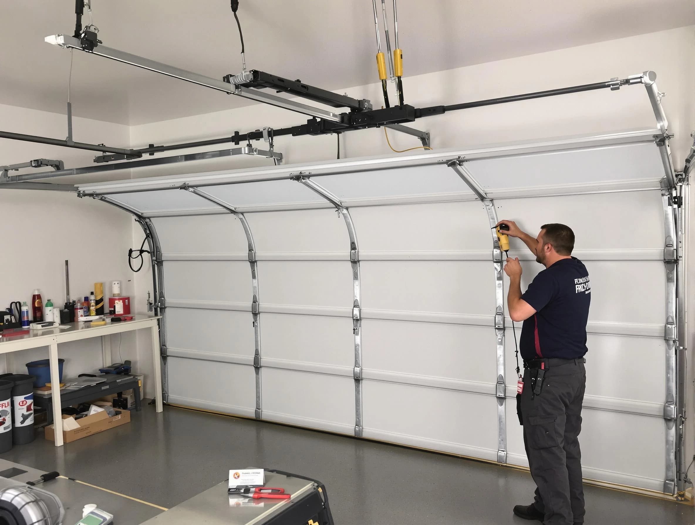 Braintree Garage Door Repair certified technician performing overhead door system repair in Braintree