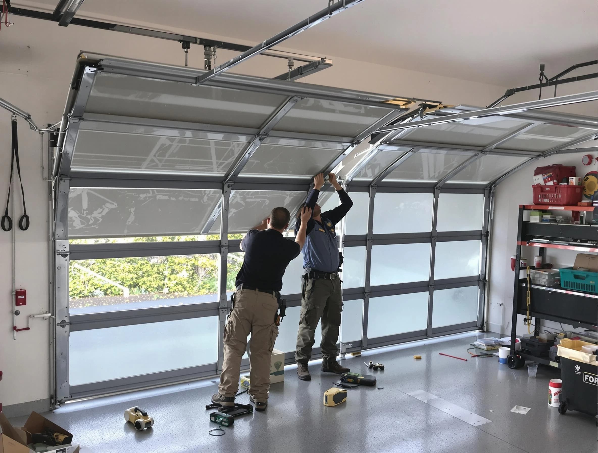 Braintree Garage Door Repair expert performing precise panel replacement on Braintree garage door
