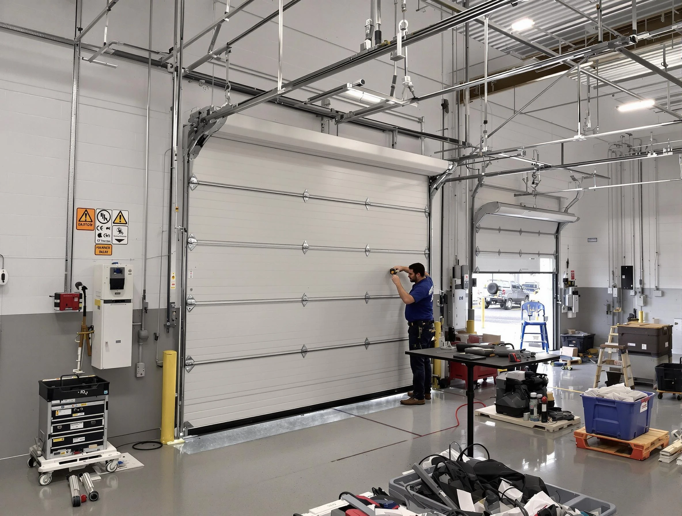Commercial garage door repair being performed by Braintree Garage Door Repair expert in Braintree