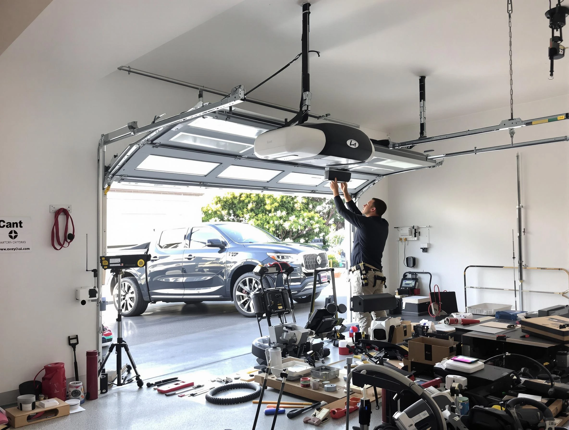 Braintree Garage Door Repair specialist installing smart garage door opener system in Braintree home
