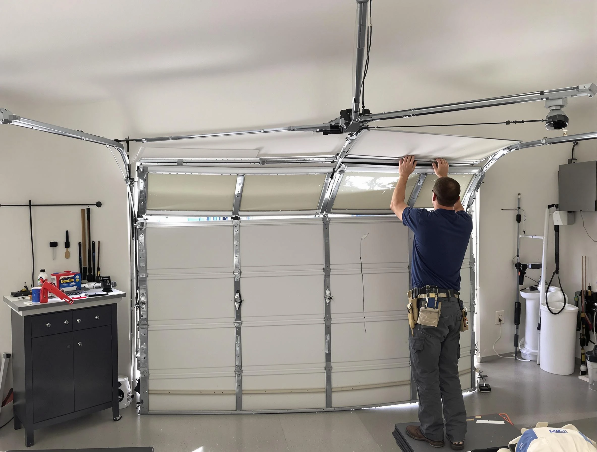 Braintree Garage Door Repair specialist performing precise section replacement on Braintree garage door